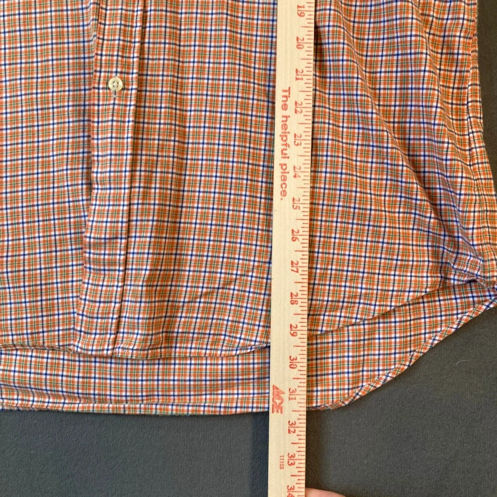 Polo Ralph Lauren Mens XL Orange Blue Plaid Button Down Shirt Cotton Long Sleeve